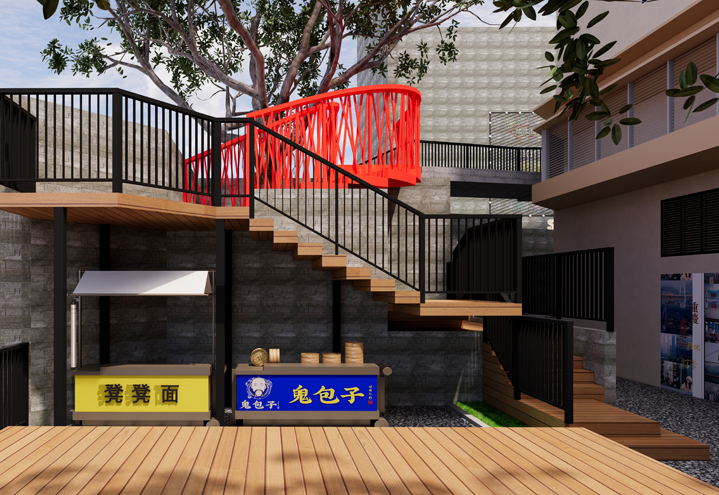 索道树荫小吃庭院